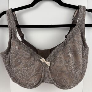 Cacique Lace Bra Taupe Full Coverage Adjustable Straps Underwired 38H